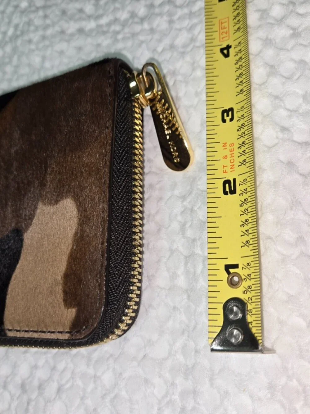 Michael Kors Haircalf Camouflage Jet Set Travel Zip Around Wallet Camo Gold